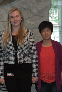 Anna Martin and her mentor, Dr. Ginny Yang, at Lilly during summer 2015