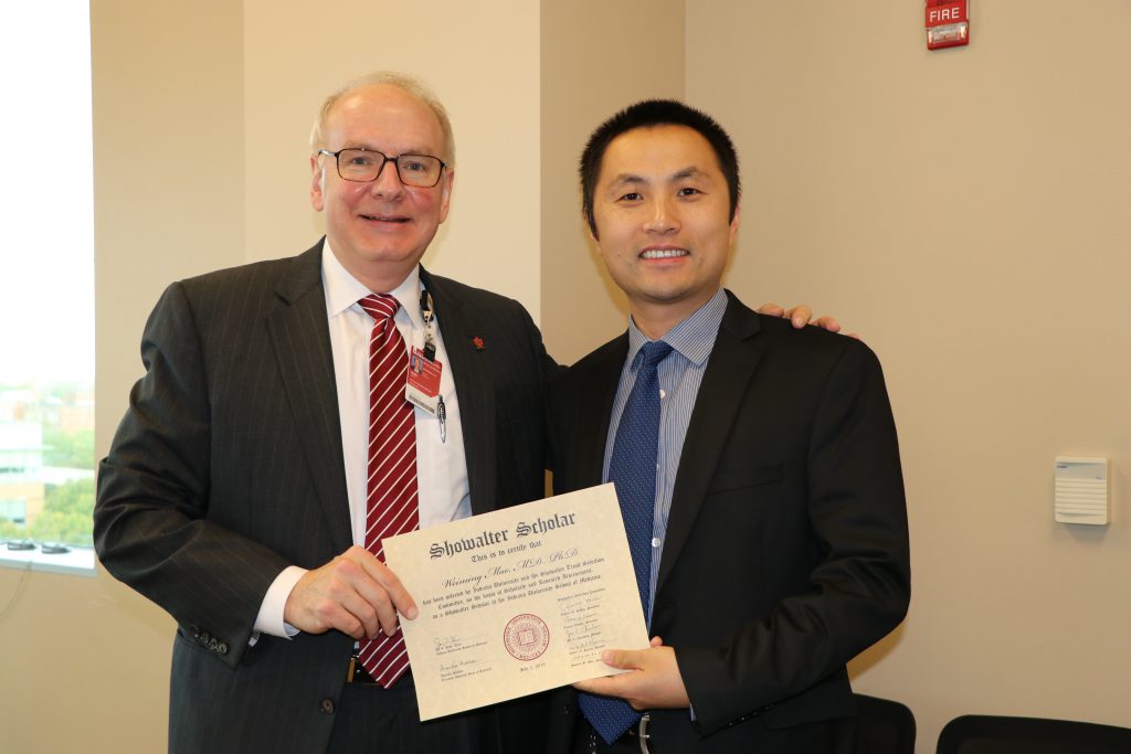 IU School of Medicine Dean Jay Hess, MD, PhD, MHSA with Weiming Mao, MD, PhD