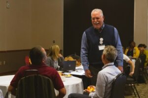 Dennis Savaiano visits with attendees