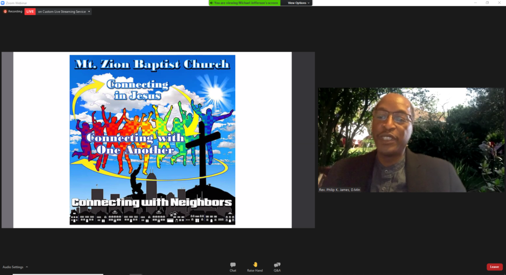 Rev. Dr. Phillip James presents during event
