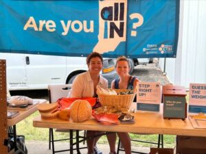 Sylk and gina at all in for health set up 