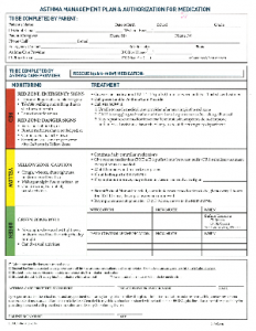 Sample asthma plan