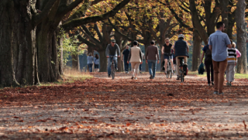 People walking in a park
