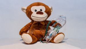 photo of stuffed bear with asthma medication