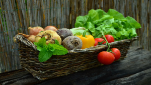 photo of garden vegetables in a basket