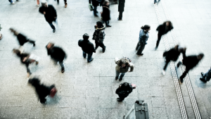 photo of people standing in a busy area