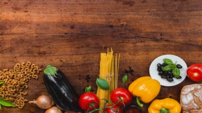 vegetables on wooden table backdrop
