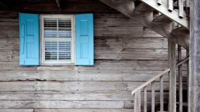 shutters around window and staircase