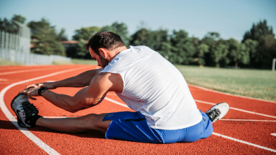 Man sitting and stretching